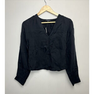 Madewell Brushed Ruched V Neck Top Blouse Womens 2 Cupro Blend Flowy Feminine